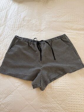 Zara Black and White Gingham Relaxed Lounge Shorts size Medium